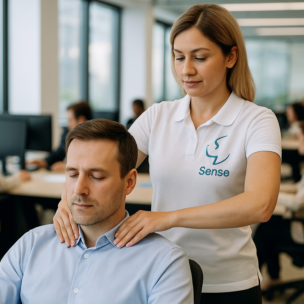 Woman having a massage at her desk