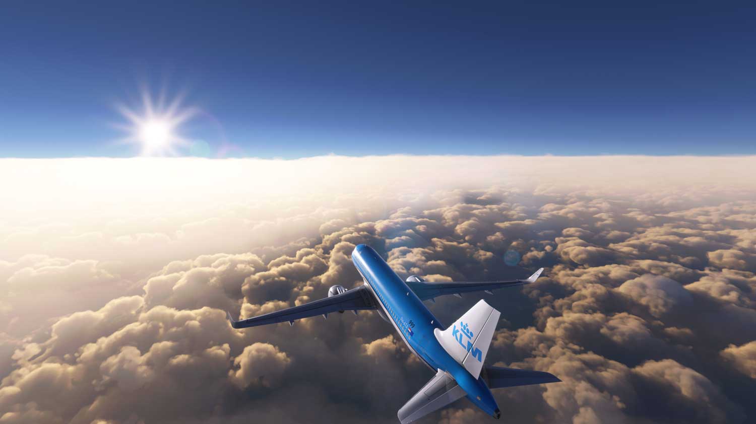 Working with key players in the transport sector KLM flight flying into the sunset